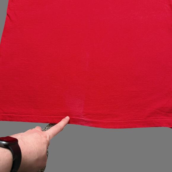 VTG 90s Hanes Beefy 'Only Visiting' Red/Yellow SS Single Stitch Tee Size L GUC - Picture 2 of 7